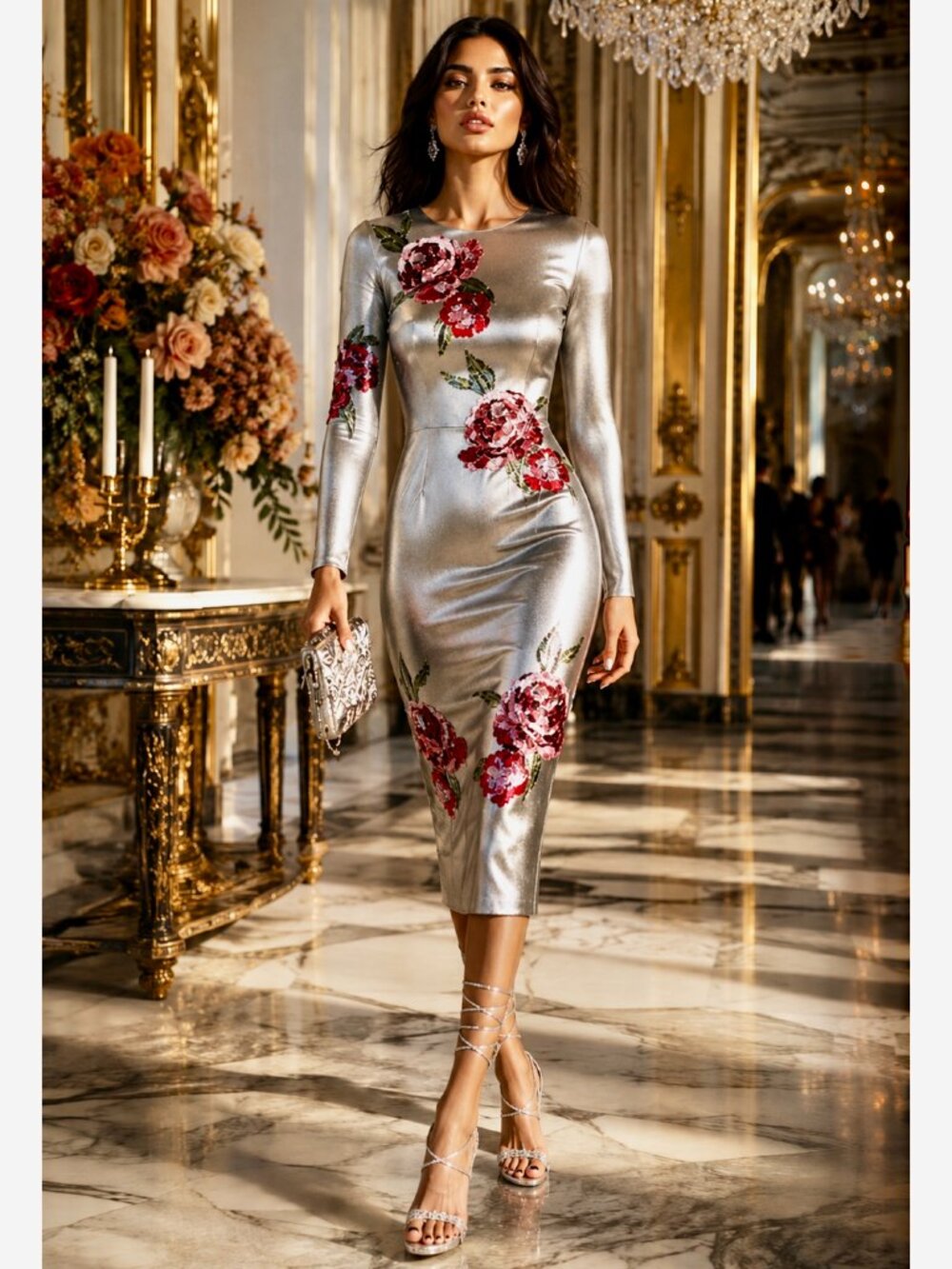 DOLCE & GABBANA RARE EMBROIDERED MIDI DRESS SIZE 38 IT, S US MADE IN ITALY